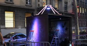 Avant-première FÊTE DES LUMIÈRES, place Rambaud : coulisse projets étudiants Fête des Lumières, avant première, projet de Xiaoming Ren, place Rambaud