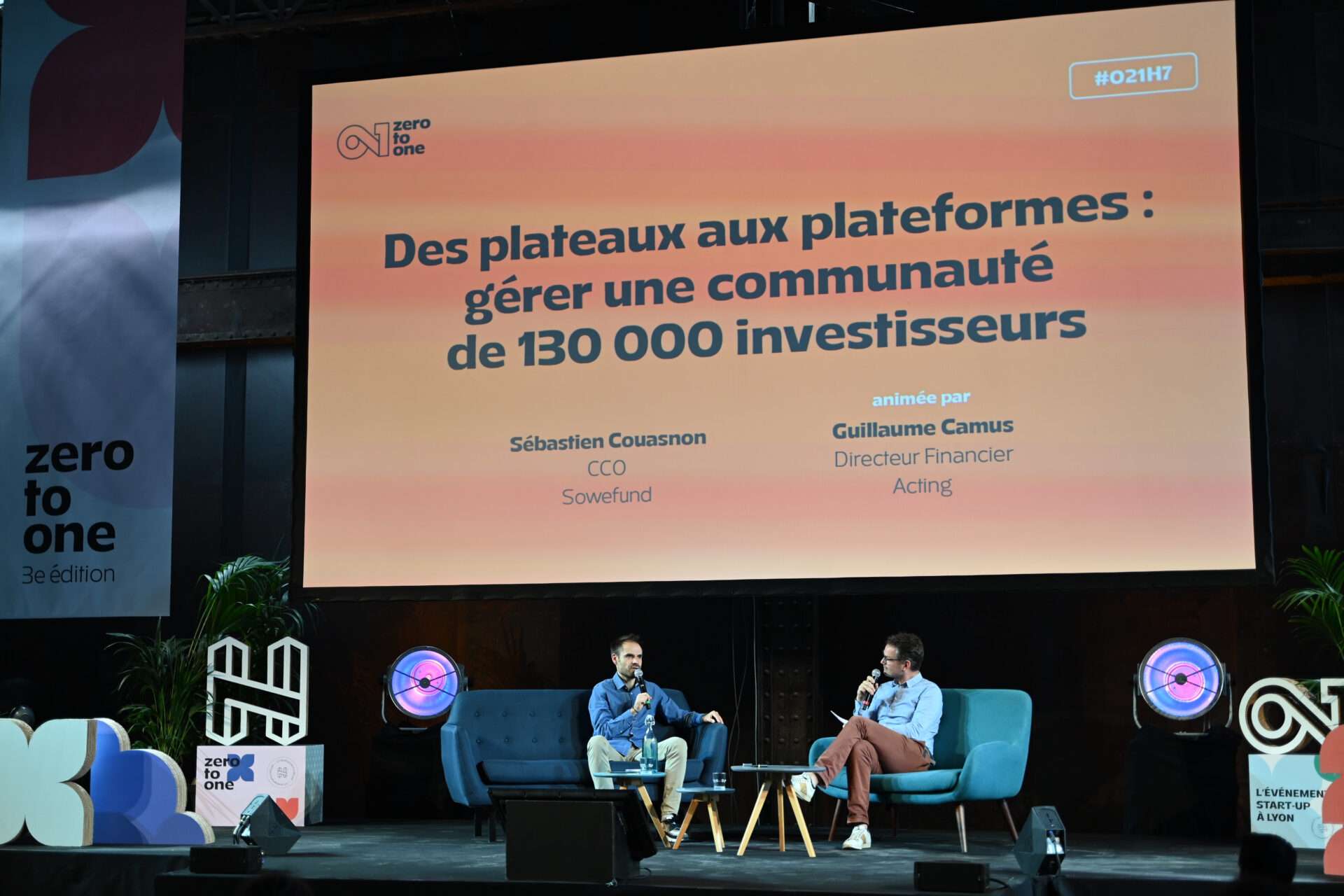 Des plateaux aux plateformes : gérer une communauté de 130 000 investisseurs, conf de Sébastien Couasnon, ceo Sowefund, animée par Guillaume Camus à zero to one