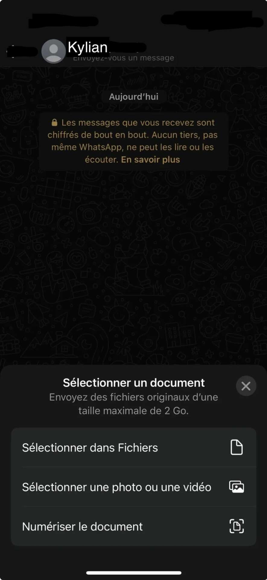 Numériser un document sur WhatsApp