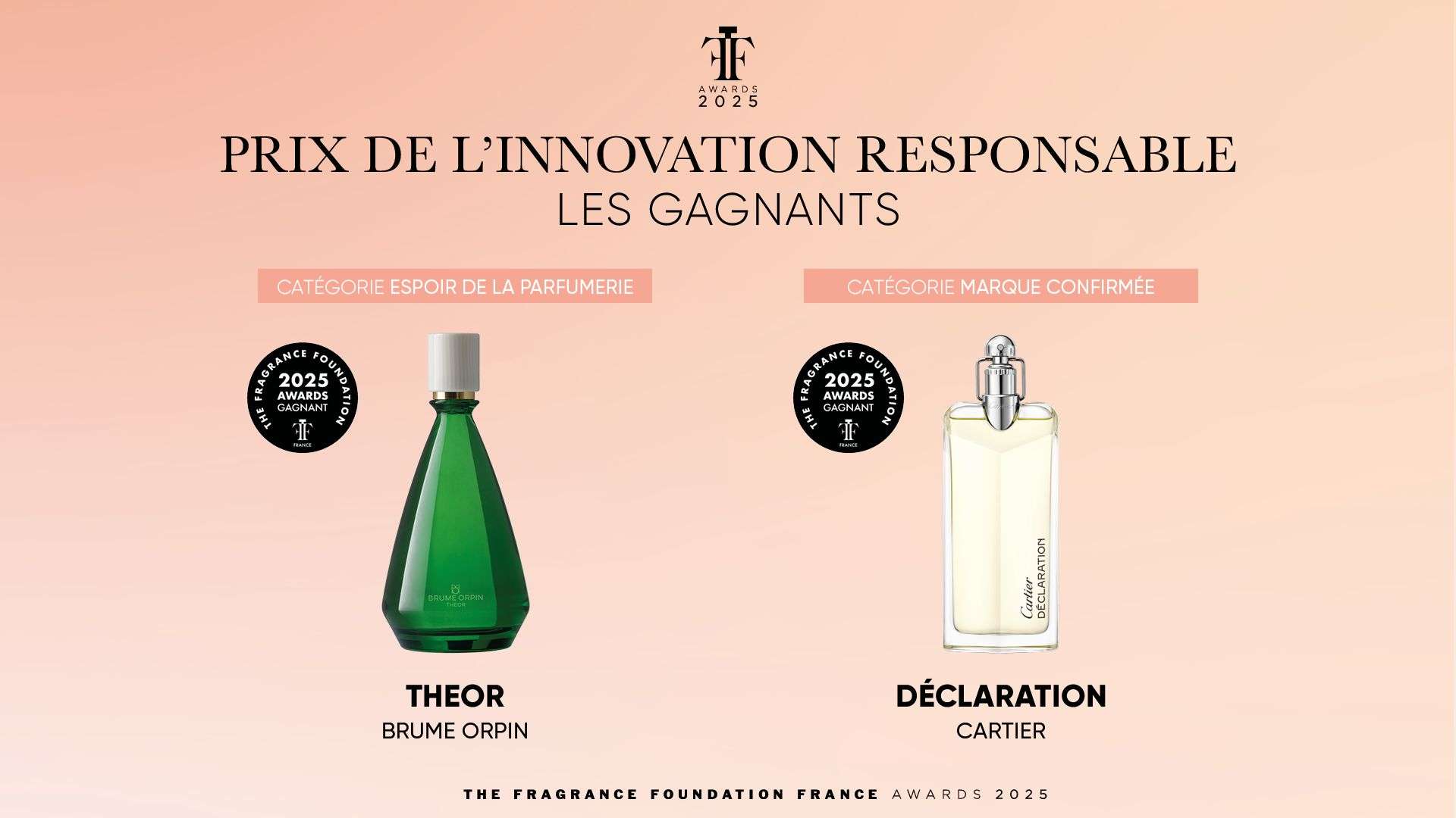 ✨ Fragrance Foundation France Awards 2025 Prix de l’Innovation Responsable : Catégorie Espoir de la parfumerie : Theor de BRUME ORPIN