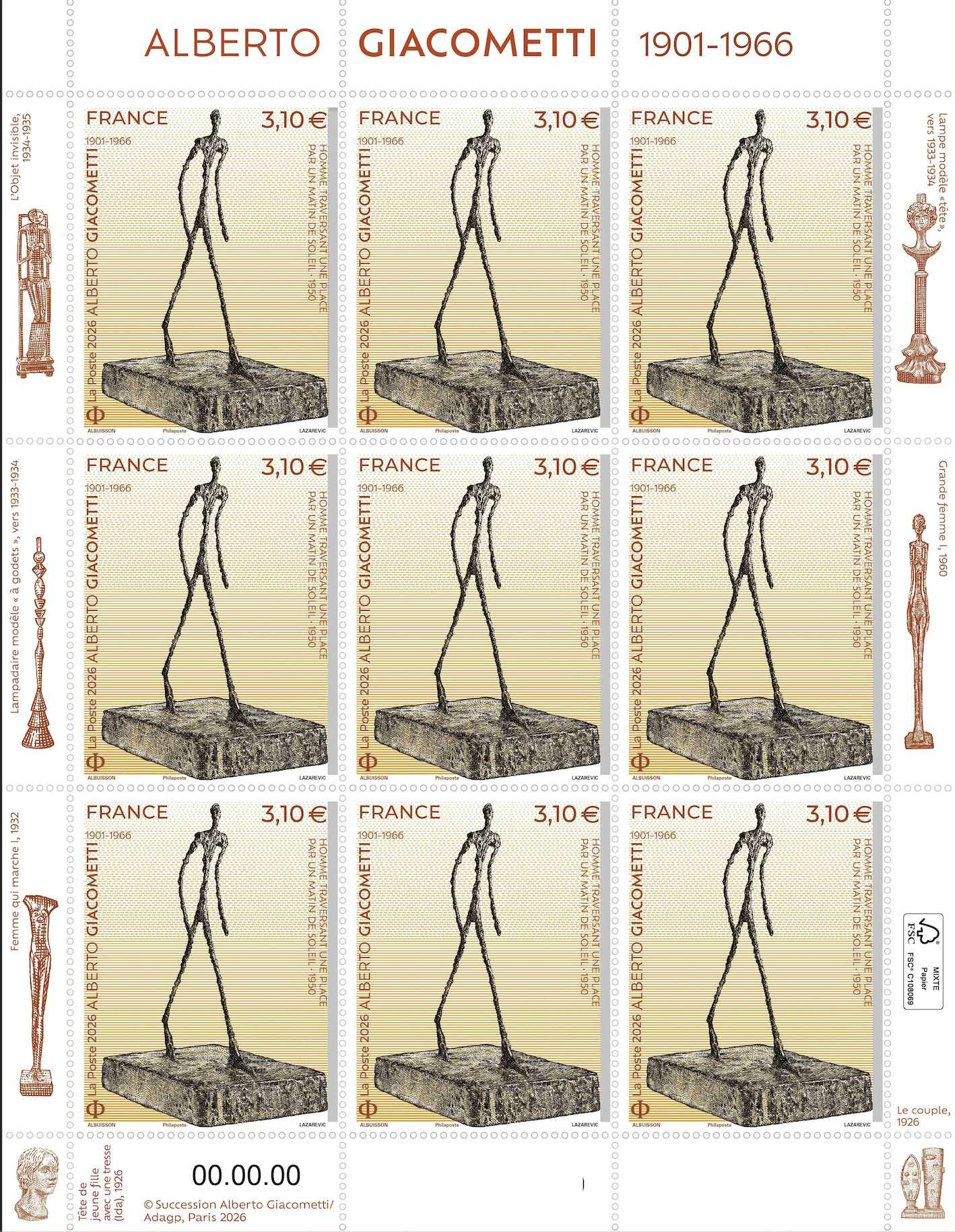 Giacometti sur timbre, symbole de la capacité d’un État à faire vivre ses références culturelles