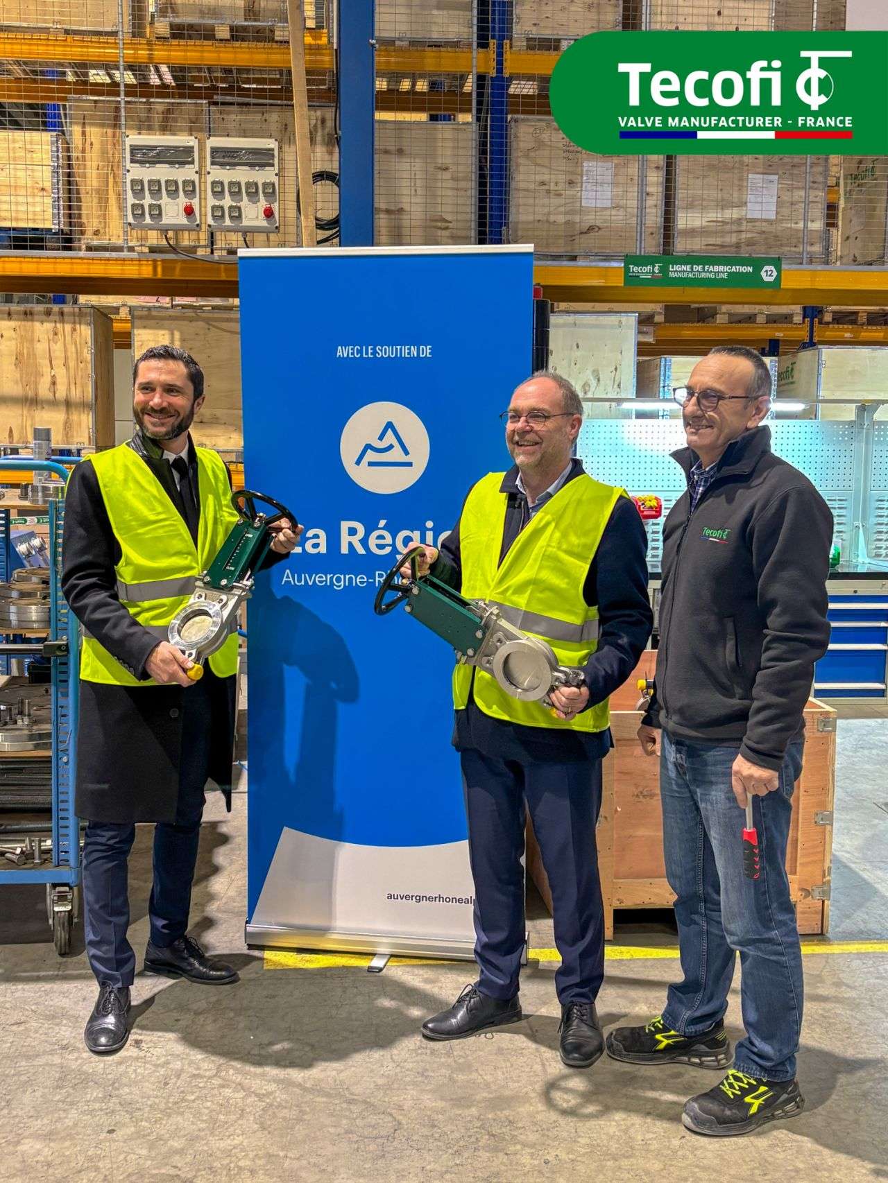 Xavier Odo, conseiller de la Région Auvergne-Rhône-Alpes, s’est rendu dans l’unité de production TECOFI à Corbas, société à mission industrie de l’eau