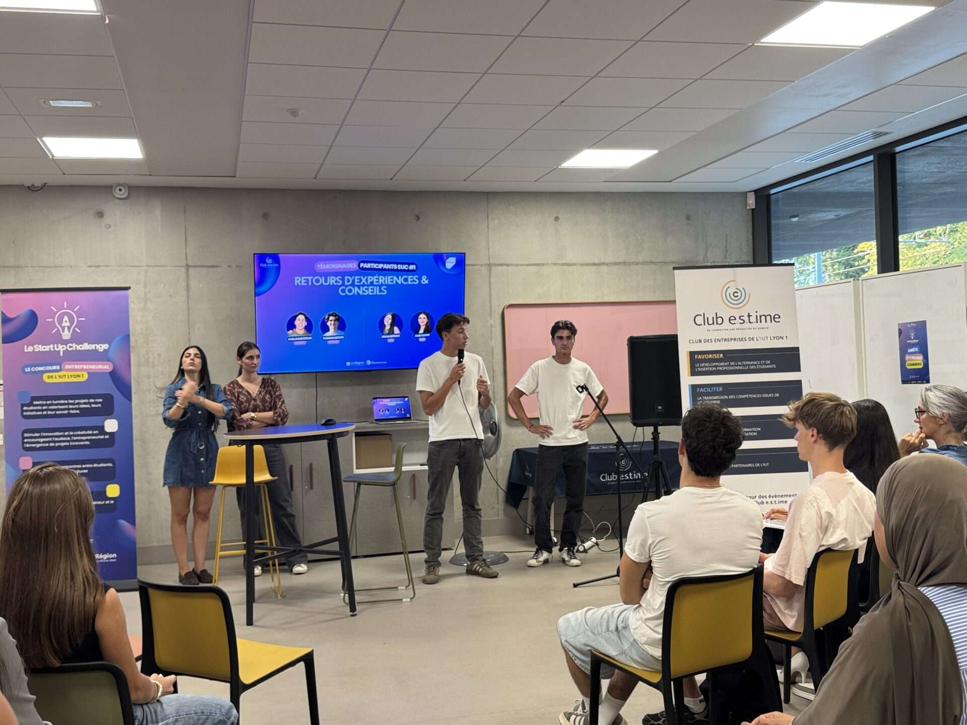 Guillaume Rollin et Thomas Lecote, lauréats de la 1ʳᵉ édition du Start-Up Challenge, partagent leur expérience avec la nouvelle promotion